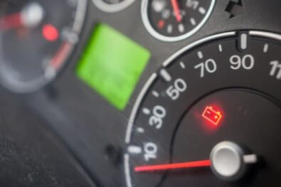 Car dashboard battery warning light